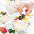 Ice-cream in a bowl with fruits